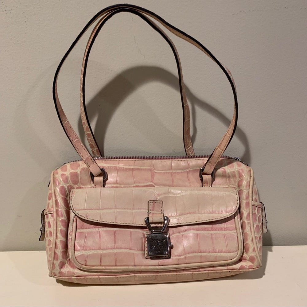 Vintage Dooney & Bourke Pink Snakeskin Design Shoulder Purse
